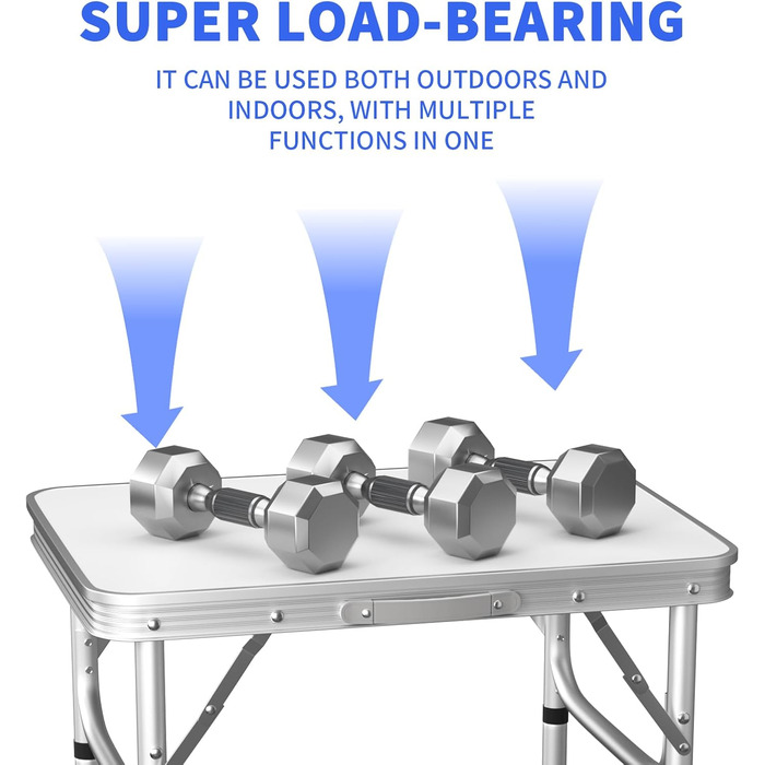 Складний алюмінієвий стіл для пікніка, кемпінгу, саду та вечірок 120x60x70 см, регульована висота