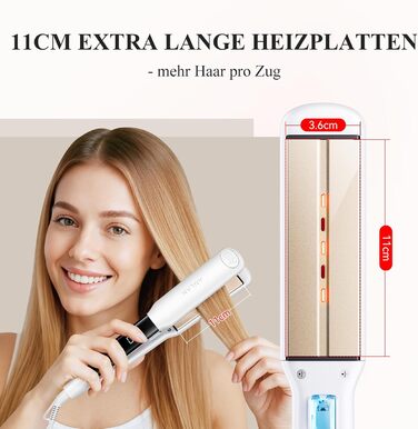 ANLAN 2-в-1 випрямляч та завивачка для волосся, професійний іонізатор, антистатичний, з червоним та інфрачервоним світлом, для гладкого та блискучого волосся, керамічне покриття 150-230°C, LCD-дисплей