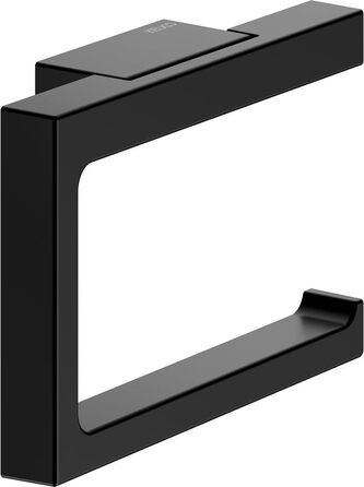 KEUCO Metal Toilet Paper Holder, Matt Black, Open Design, Toilet Roll Holder for Bathroom and Guest Toilet, Edition 11