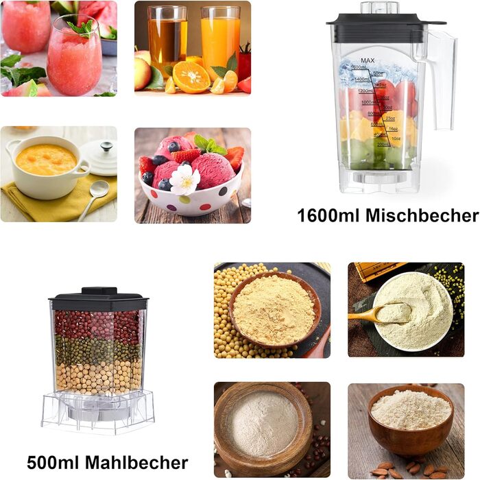 BioloMix Stand Mixer 2200W SmoothieMixer, Self-Cleaning Function, Built-in Timer, High-Performance Mixer with 2L BPA-Free Container (T5800)