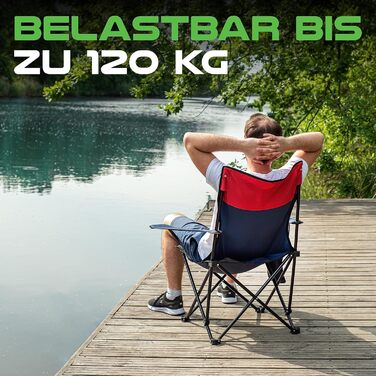 Крісло для кемпінгу MOUNTREX, складане, до 120 кг, з регульованими підлокітниками, для риболовлі, пляжного відпочинку, компактне, легке, з підстаканником та сумкою (блакитне)