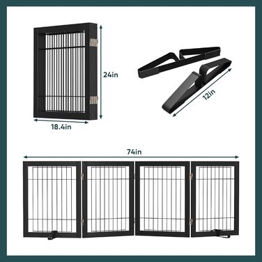 Бамбукове воріт для собак Semiocthome - 3 секції, 61 см, для дому, складане, для сходищ, білий