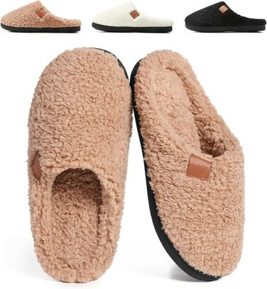 Зимові домашні тапочки для жінок та чоловіків, теплі, з ведмежого хутра, плюшеві, комфортні, з пам'яті ефекту, антиковзаючі, білі (44/45 EU, Коричневий)