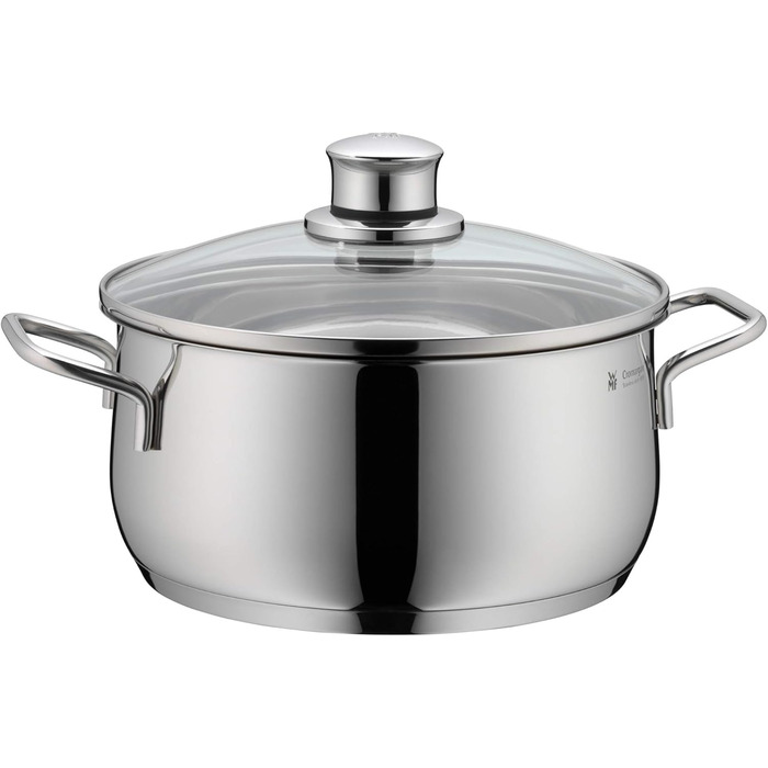 Каструля WMF Diadem Plus 24 см з кришкою, 4,5 л, нержавіюча сталь, для індукції, без покриття, макарони