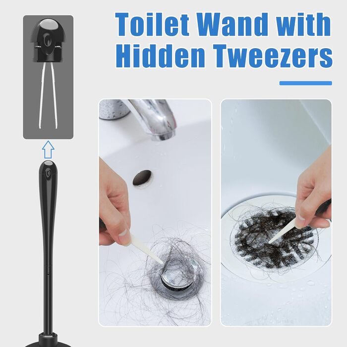 Набір для чищення унітазу JEHONN з щіткою, ерготичним тримачем та прихованим пінцетом, міцний, для ванної, умивальника