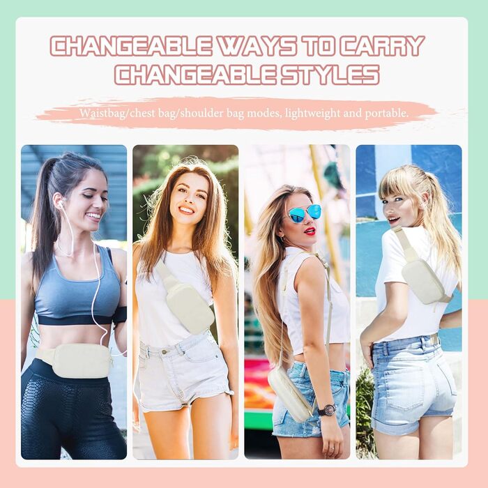 Поясна сумка MoKo для бігу та подорожей, нейлон, унісекс, з регульованим ремінцем та блискавкою (Бежевий)