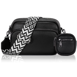 Сумка жіноча через плече крос-боді з PU шкіри, чорна - стильна маленька сумка з регульованим ремінцем