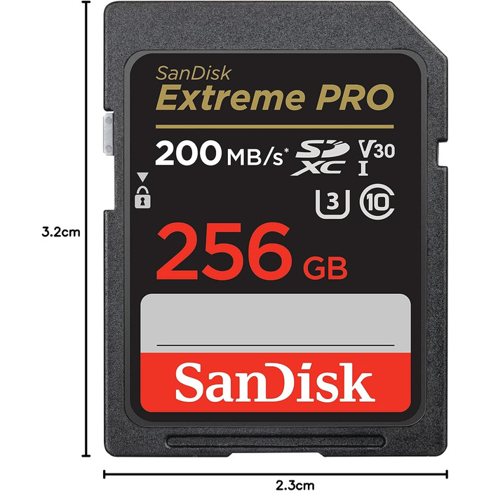 Карта пам'яті SanDisk Extreme PRO SDXC UHS-I 256 GB V30 U3 (швидкість до 200 МБ/с) для 4K UHD відео
