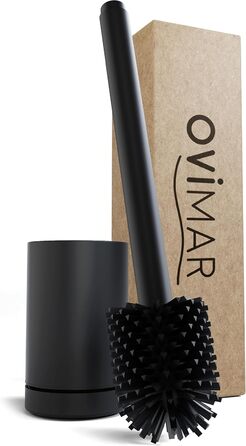 Торцева щітка для унітазу Arosund | Силіконова щітка для унітазу | З вентиляцією | Свободно стояча | Головка щітки для унітазу з нержавіючої сталі | З резервуаром для миючих засобів | Знімний піддон для крапель | Щітка для унітазу (Чорний)