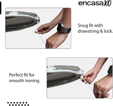 Чохол для прасувального столу Encasa XO з фетровою підкладкою 1 мм, посилений шнуром (підходить для стандартних прасувальних столів розміром 112x34 см), з тепловідбиваючим покриттям, з принтом - Сірі плитки M Сірі плитки