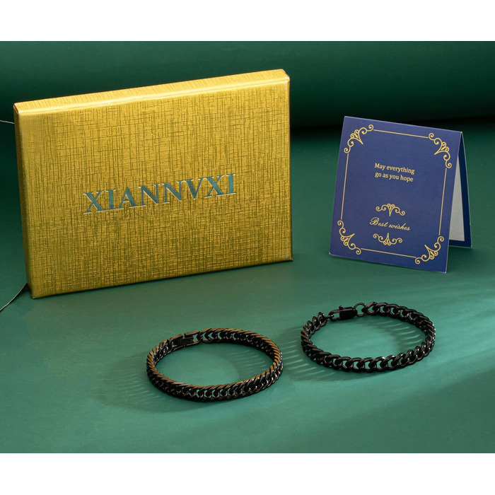 Чоловічий браслет XIANNVXI з нержавіючої сталі, золотий та чорний, 8 мм, 19/21/23 см (набір)