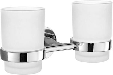 PHOEWON Cup Holder Bathroom 304 Stainless Steel Toothbrush Holder Wall Double Toothbrush Cup Holder, Brushed