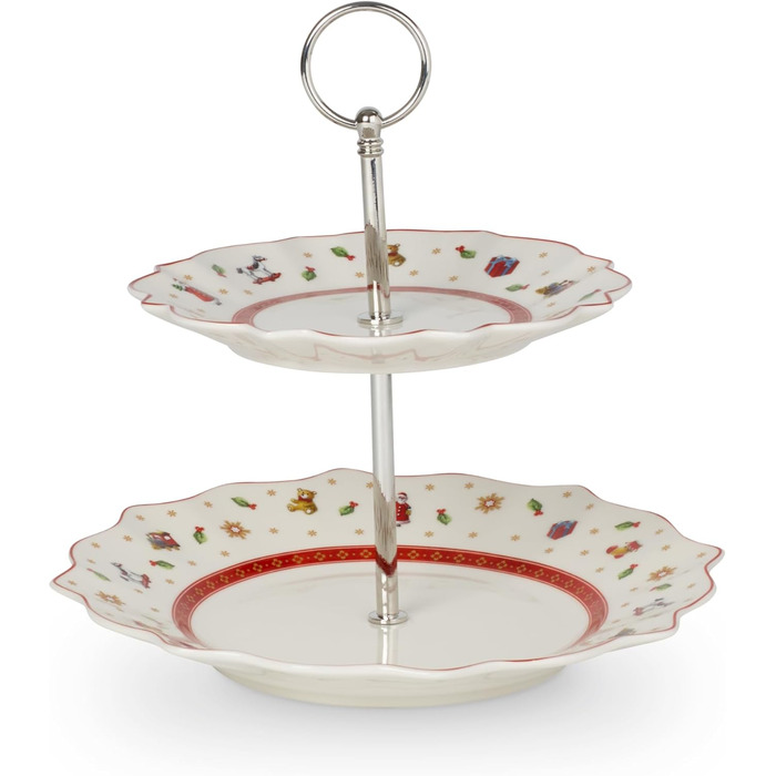 Villeroy & Boch Toy's Delight – міні етажерка для різдвяних солодощів, керамічна підставка для десертів, новорічний декор, преміум порцеляна, ідеально для буфету та подарунка
