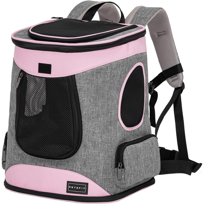Рюкзак для кота та собаки Petsfit - зручний та дихаючий, для тварин до 5 кг (сірий та рожевий)