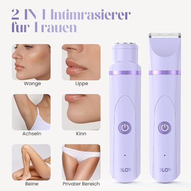 Електричний жіночий епілятор для тіла та обличчя, для інтимної зони, USB, фіолетовий