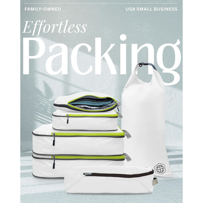 Набір кубиків для пакування TRIPPED Travel Gear: 6 шт. для подорожей, білий та зелений