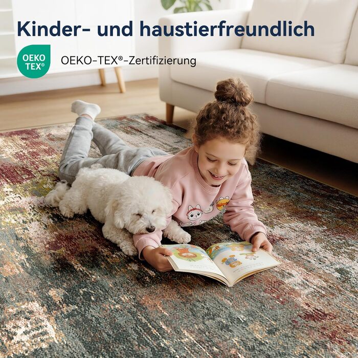 Килимок-довгий килим (Runner) з неслизьким покриттям, короткий ворс, для кухні, миється, складається, абстрактний дизайн, для входу, кухні, вітальні та офісу, блакитно-чорний (120 x 180 см, теракотовий)