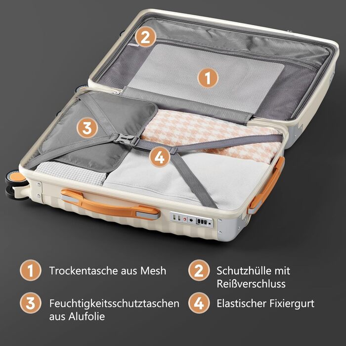 Набір валіз Joyway 3 шт. з жорстким корпусом, легкий PP, рожеве золото, з TSA замком та 4 колесами (20'+24'+28')