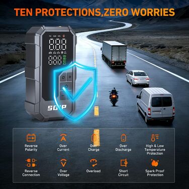 Пускозарядний пристрій для авто 7000A з компресором 150PSI, Powerbank 26800mAh для бензину (до 9л) та дизеля (до 8л), LED-ліхтар