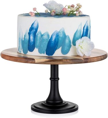 Дерев'яний підставка для тортів NUPTIO, набір 3 шт: рустикальний дизайн для весілля, дня народження, дитячого свята. Підходить для тістечок, десертів та чаю. Чорний колір, 29 см