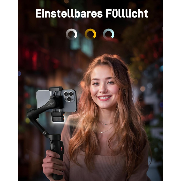 Hohem iSteady V3 - Стабілізатор для смартфона з контролером, AI-трекером, телескопічною штангою та штативом, чорний
