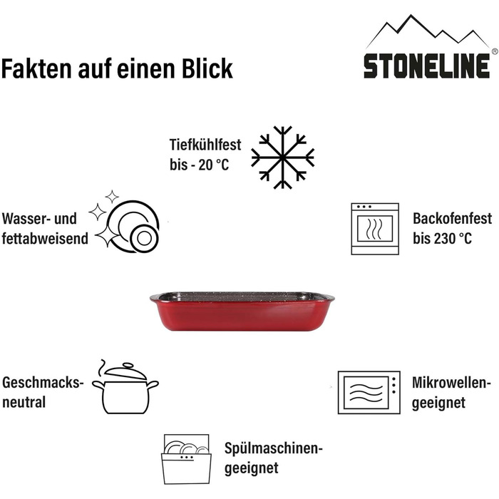 STONELINE Набір з 2 прямокутних форм для запікання з боросилікатного скла з антипригарним покриттям і частинками каменю, для духовки, запікання, випічки