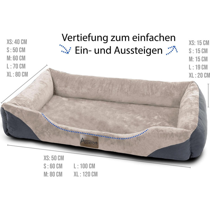 Крісло-ліжко для собак - м'яке ліжко-кошик з високим бортиком, 40x50 см, бежеве