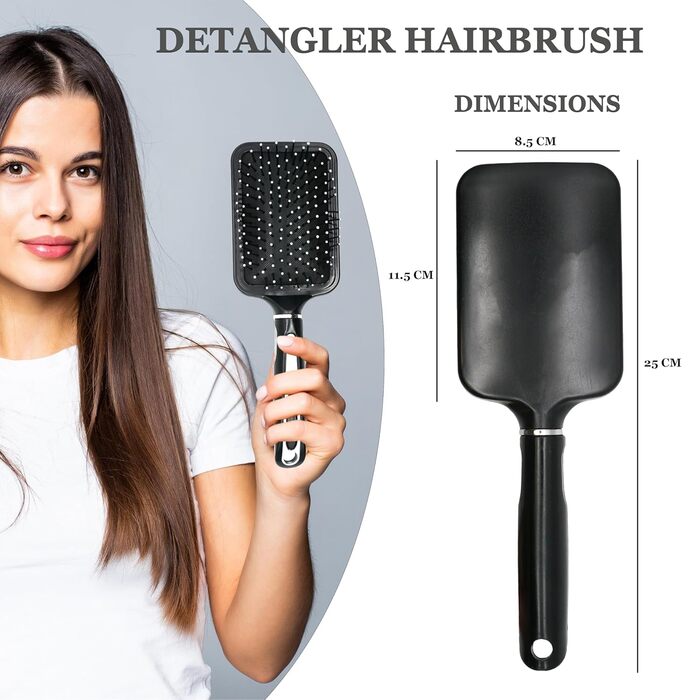 Набір гребінців для волосся 3 шт. з круглими щітками (радіальні) та щіткою з отворами для провітрювання, для розчісування мокрого та сухого волосся, для жінок, чоловіків, дітей