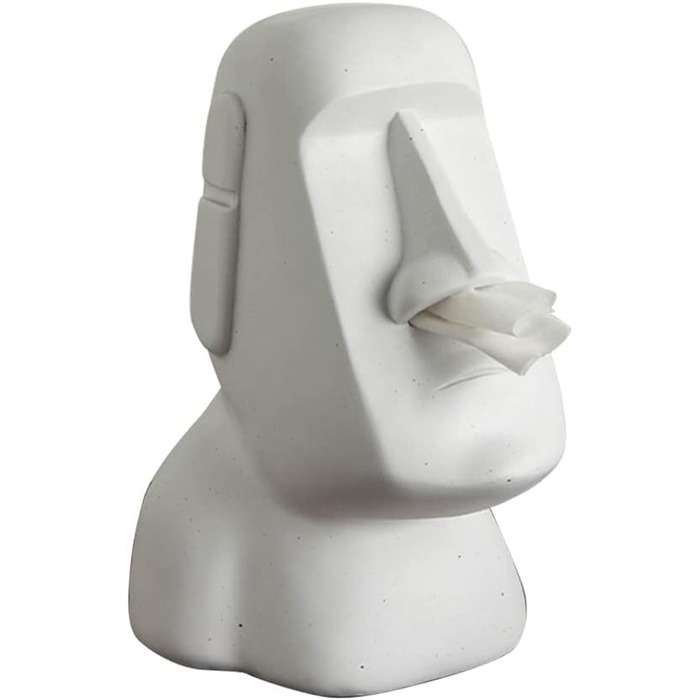 BIOSA Moai Tissue Box, Easter Island Tissue Box, Moai Cosmetic Tissue Box for Kitchen Bathroom Bedroom - 25x16.5x18cm