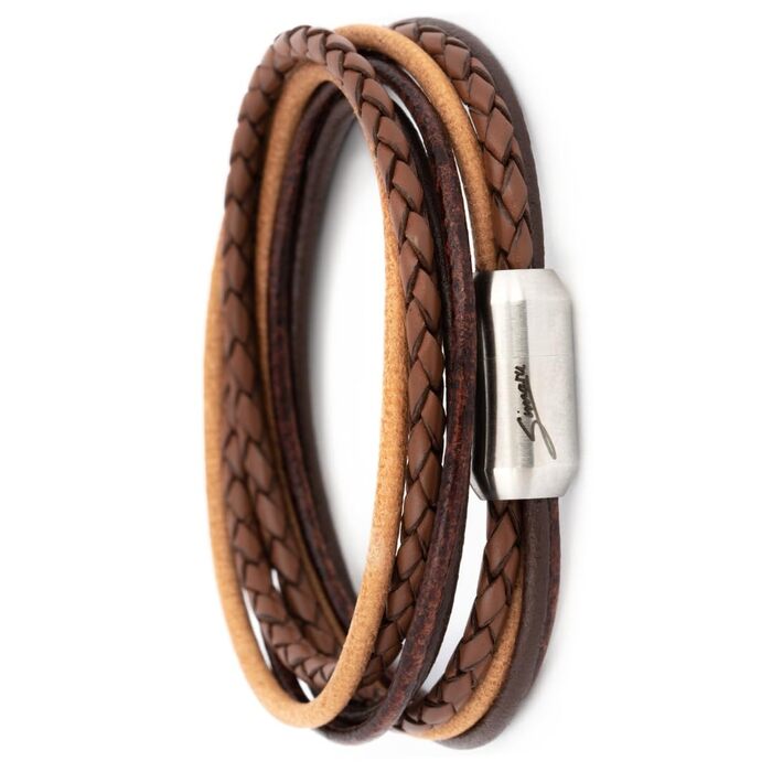 Браслет шкіряний Echtleder (Німеччина), унісекс, з магнітною застібкою, 3XL (21-22 см), світло-коричневий