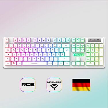 Ігровий набір клавіатури та миші EMPIRE GAMING Armor RF800 Wireless (QWERTZ, DE-layout) – бездротовий комплект з підсвічуванням RGB, 2.4GHz, 4800 DPI, з килимком для миші, сумісний з PC, PS4, PS5, Xbox One/Serie, Mac, білий