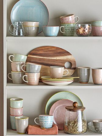 Кружка Bloomingville Carla - набір з 4 кружок, кераміка, червоний, зелений, синій, помаранчевий