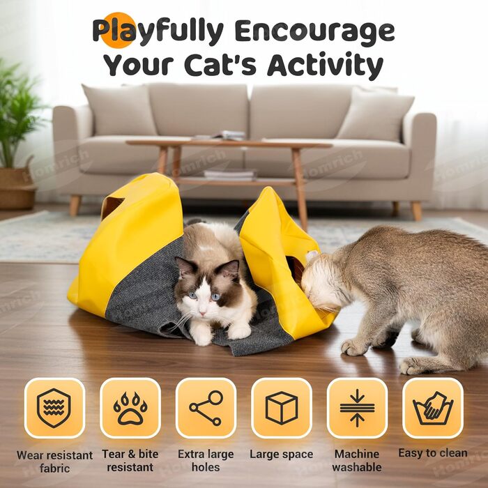 Килимок-іграшка для котів з тунелем та ігровим мішком, інтерактивне заняття для котів, центр активностей, килимок для полювання лапками, інтелектуальна іграшка для котів