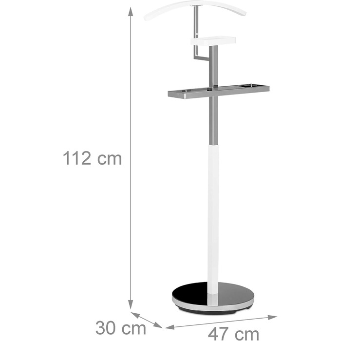 Relaxdays Coat Rack for Men, Metal Clothes Stand, Silent Butler Free-Standing, Clothes Butler, HBT: approx. 111 x 45 x 21 cm (47 x 30 x 112 cm)