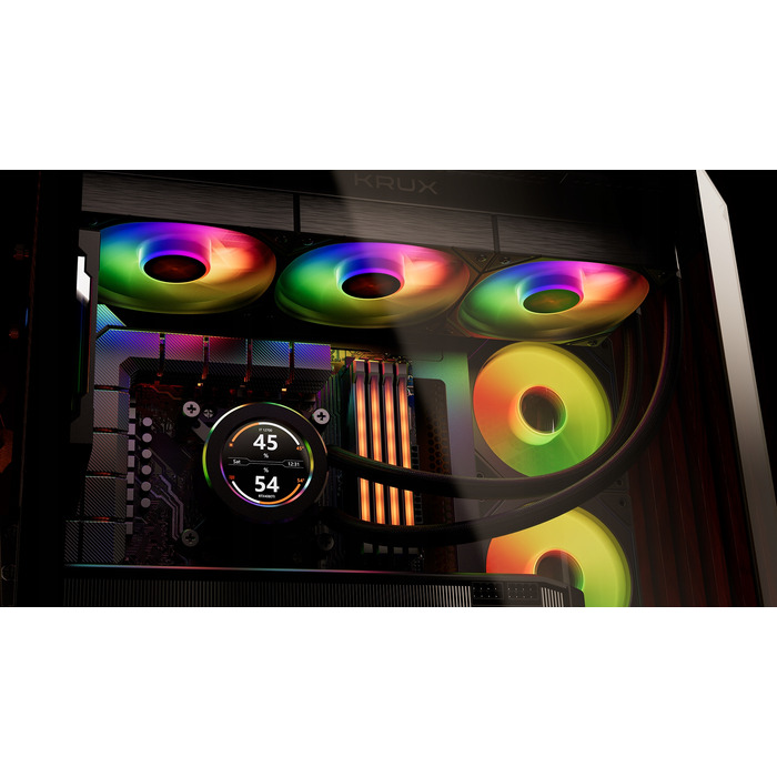 Рідинне охолодження процесора Krux HydroGlance 360 ARGB LCD, 3x 120мм, 4-pin