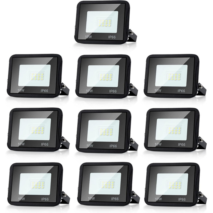 LED Floodlights Outdoor, Pack of 5, IP66 Waterproof Floodlights for Indoor and Outdoor Use, 8500LM Super Bright Outdoor Spotlights, 120 Degree Outdoor Lighting 6000K Cool White Floodlights (10 Pack, 10W)