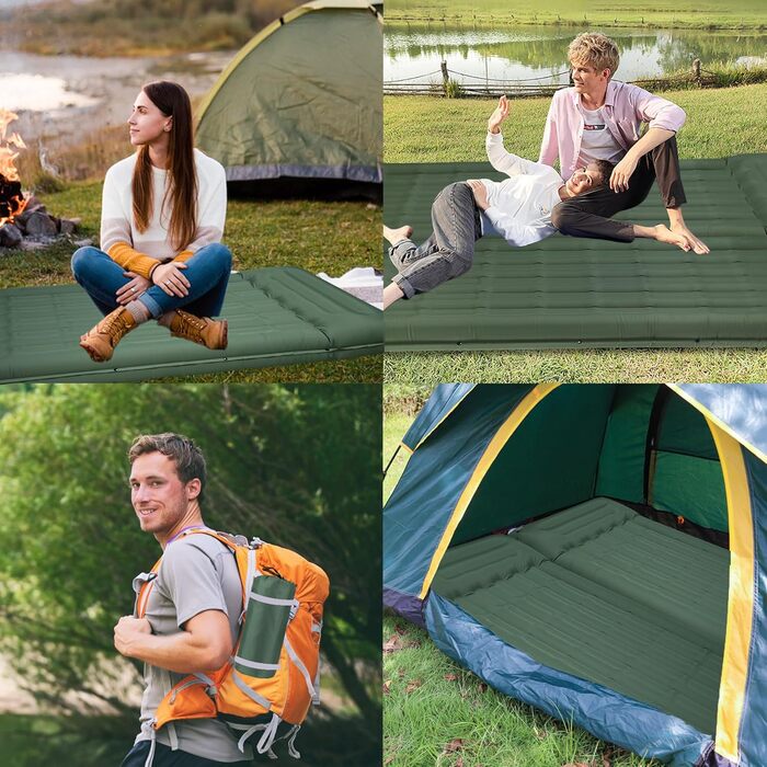 Каремат для кемпінгу Techshare самонадувний, потовщений, з насосом. Підходить для туризму, відпочинку на природі та кемпінгу