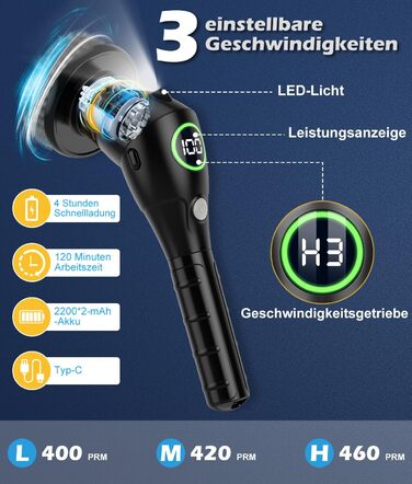 WADEO Electric Cleaning Brush, 17-in-1 Electric Cleaning Brush with Replaceable Brush Heads and Adjustable Handle, Electric Scrub Brush for Bathroom, Kitchen, Car, Tiles, Floor (Black)