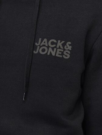 Чоловічий худі Jack & Jones Regular Fit JJEADRIAN з принтом, чорний
