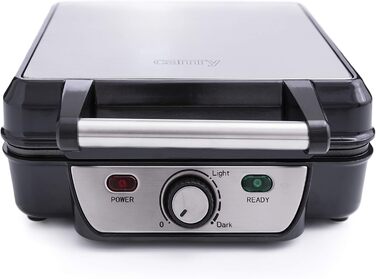 Adler Camry 4-Waffle Maker - 1500W Power, Adjustable Temperature, Black & Silver