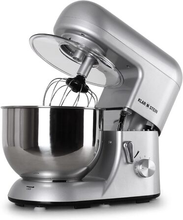 Klarstein 5L Stainless Steel Stand Mixer - 2000W Kitchen Machine with Dough Hook & Whisk - 6 Speed Universal Mixer for Baking & Cooking