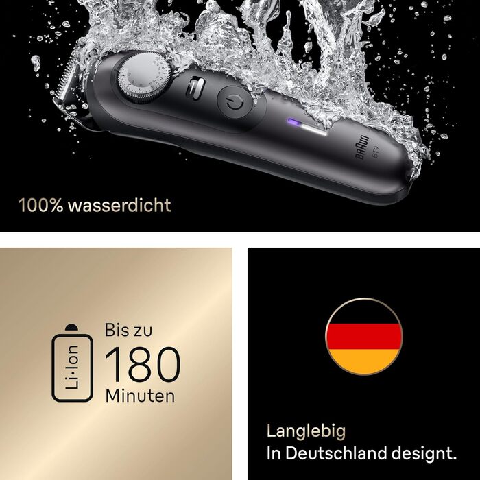 Триммер для бороди Braun Series 9 BT9565: професійний набір 14 насадок, титанове лезо, акумулятор до 180 хв, водонепроникний, 52 налаштування довжини