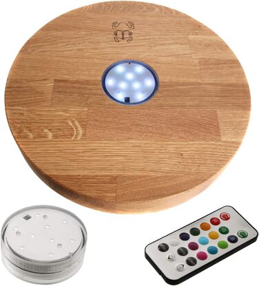 Kaya Shisha LED Coaster, with LED and Remote Control, Hookah Accessories (Ø 22cm) (Oak, 30cm)