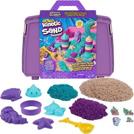 Kinetic Sand Mermaid Suitcase - with 1 kg of original kinetic sand from Sweden in 3 colors, 6 molds, 1 shovel for creative indoor sand play, for children ages 3 and up.