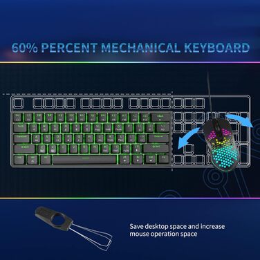 Dierya DK61se - Механічна ігрова клавіатура 60% з Blue Clicky Switch, Anti-Ghosting, USB-C, US Layout, білий корпус