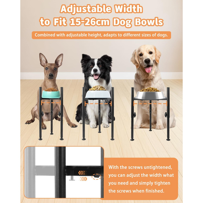 Підставка для годівлі собак з підставкою для лап, регульована по висоті, 15-26 см, металева, для маленьких, середніх та великих собак (тільки підставка)