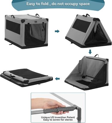 Клітка для собак Petsfit M, складана переноска для собак великих, середніх та малих порід, сіра