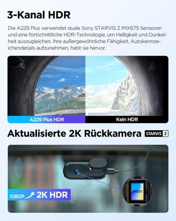Відеореєстратор VIOFO A229 Plus 2K+2K+1080P, 3 камери, STARVIS, HDR, GPS, Wi-Fi 5GHz, нічна зйомка 2.0, голосове управління