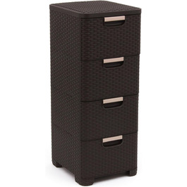 CURVER комод з 4 шухлядами STYLE, темно-коричневий, плетений, пластик, 33x38x79 см