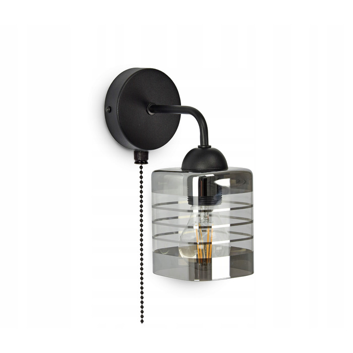 Настінний світильник-бра чорний матовий зі скляним плафоном